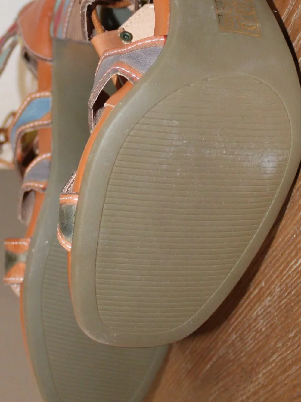 New L’Artiste by Spring Step Multicolor Leather Caged Heel Sandals - Picture 2 of 6